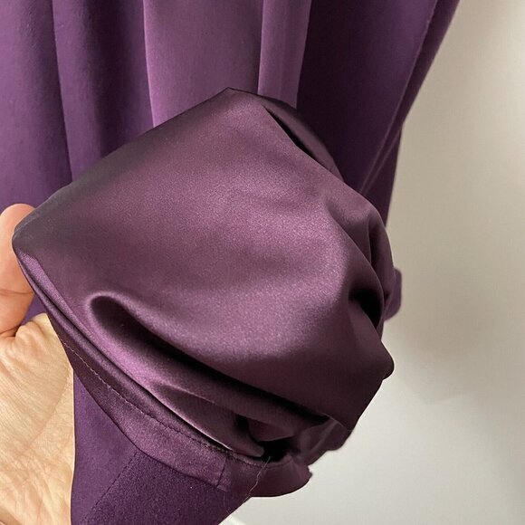 Elie Tahari Sonya Dress Sz 2 Eggplant Purple Wool Silk Fitted Cowl Neck $448 NWT - Picture 7 of 16